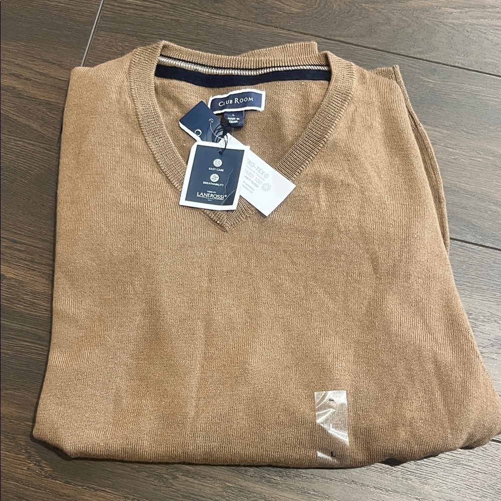 Club Room Men's V-Neck Brown Sweater